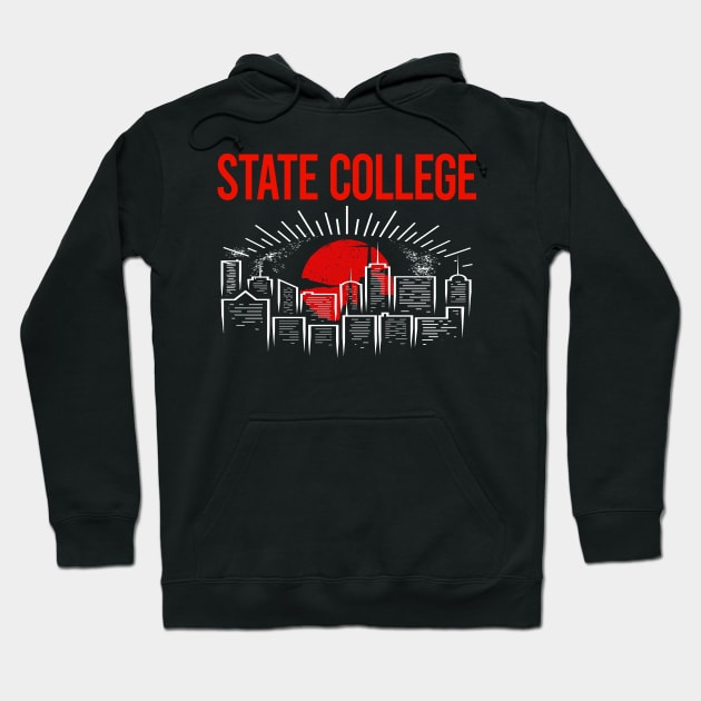 Red Moon College Hoodie by flaskoverhand